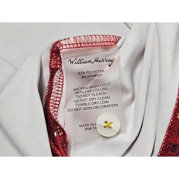 William Murray Polo Shirt Beer Glasses Pattern Men's XXL Red Golf Performance - Picture 9 of 11